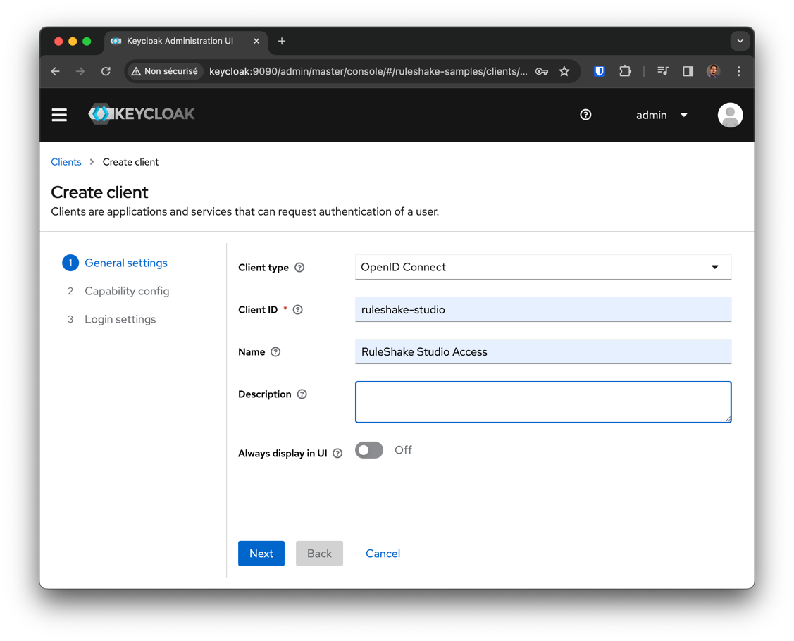 Création d'un client - Informations générales