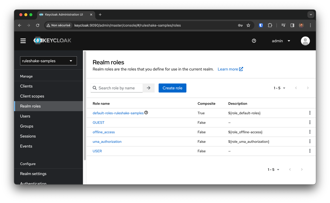 Création des rôles