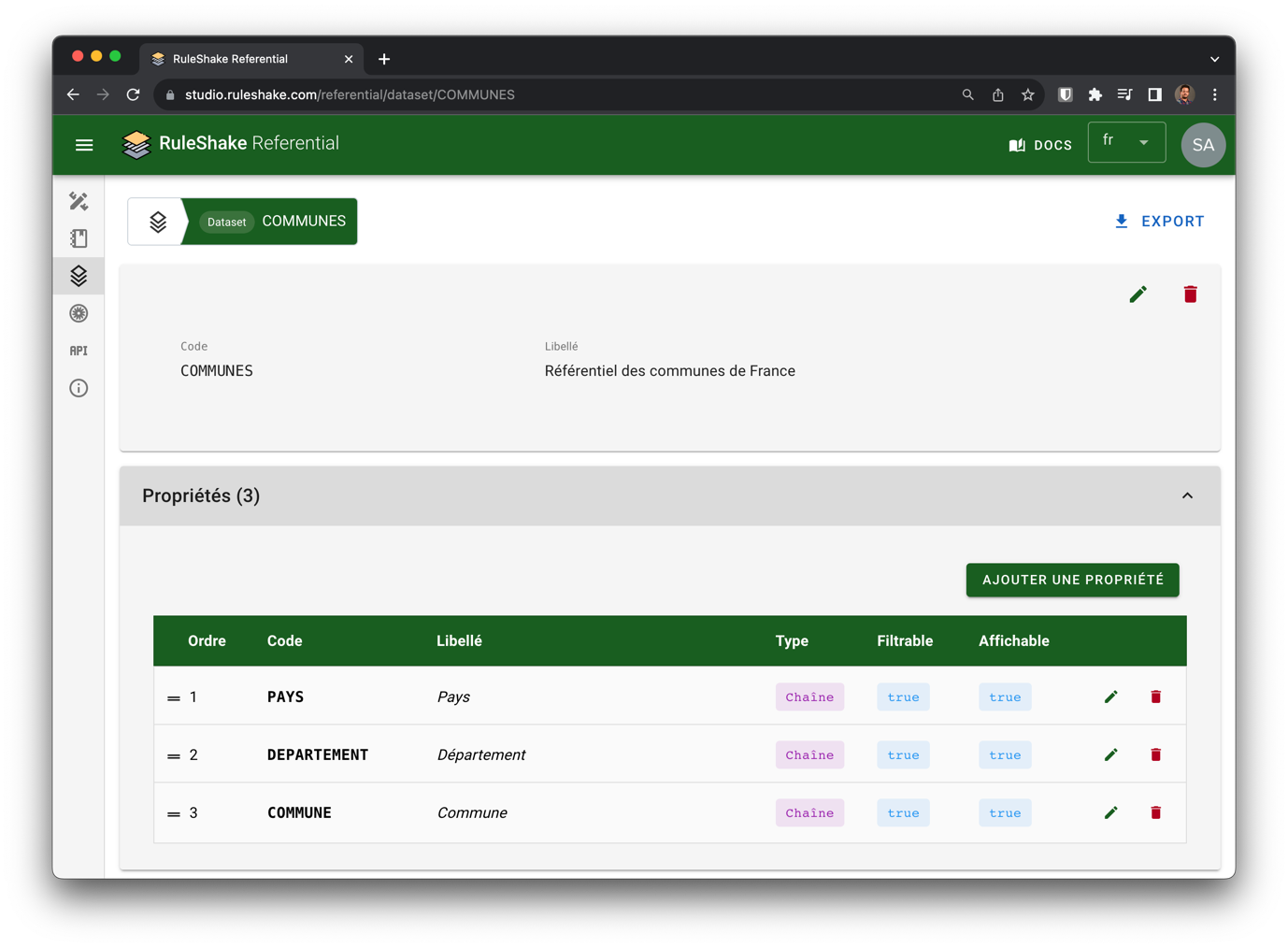 Dataset des communes de France