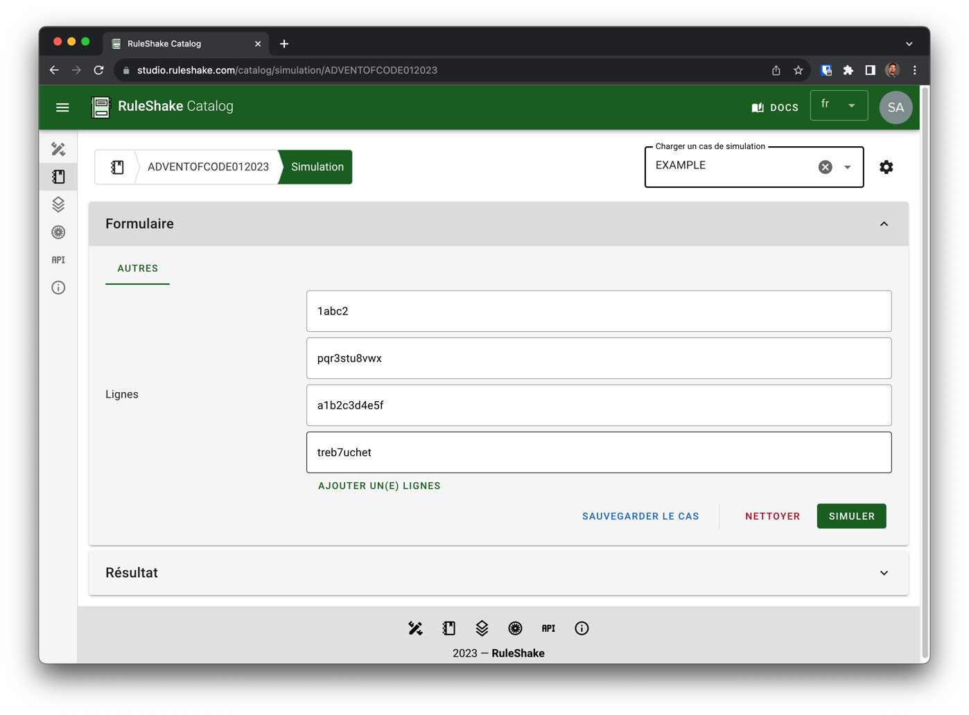 Formulaire simulation